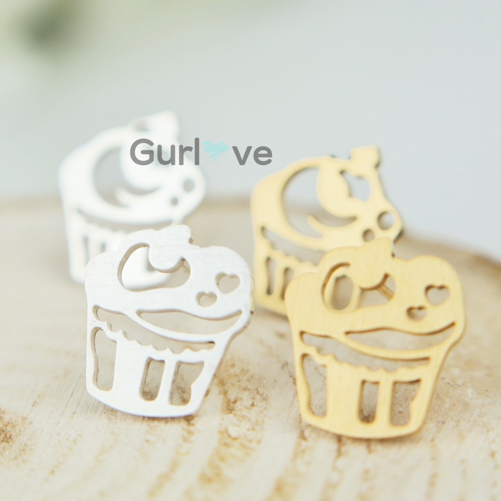 Cupcake Stud Earrings Minimalist Jewelry